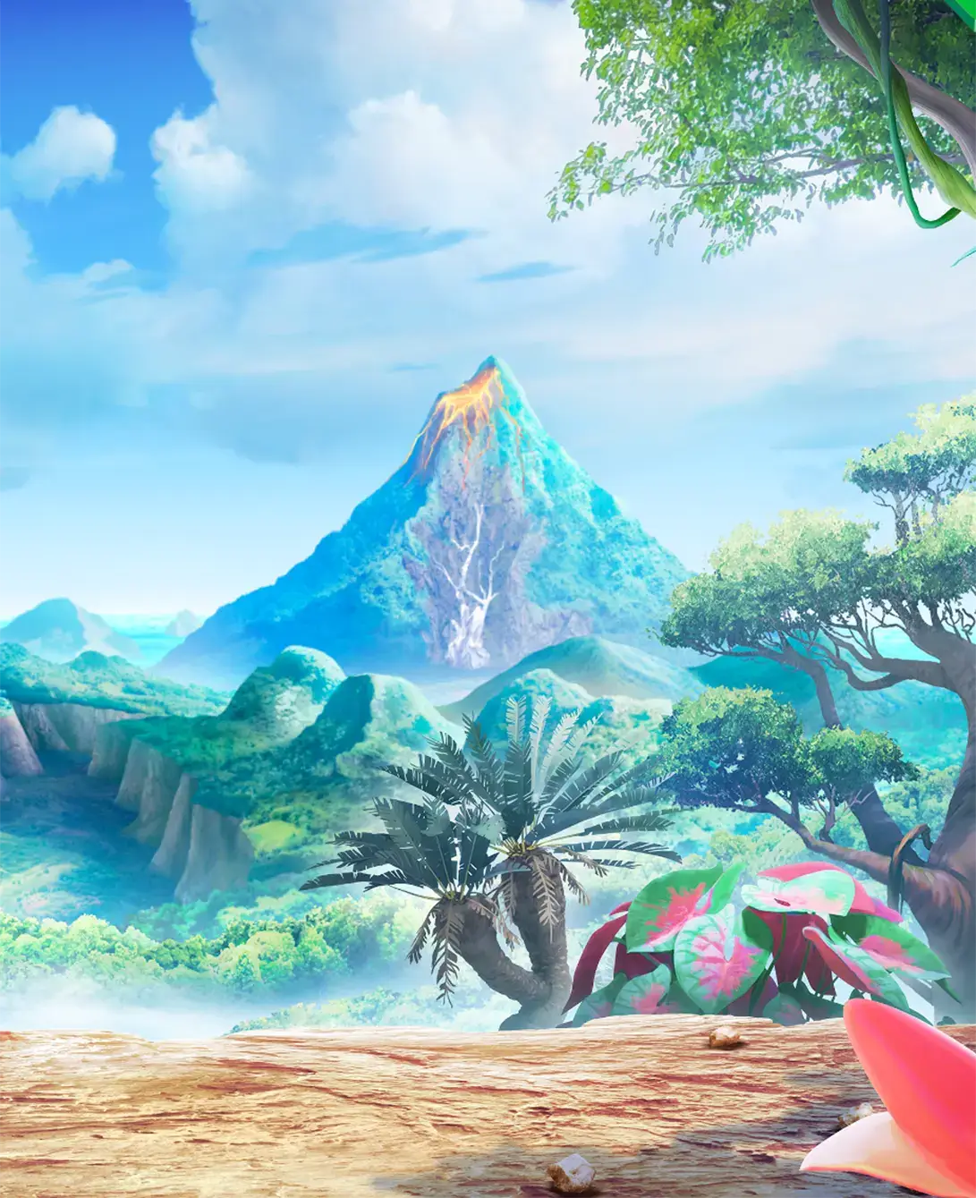 Fondo tropical dentro del marco rojo