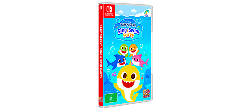 Baby Shark: Sing & Swim videogame with Nintendo, Xbox and PlayStation packshots for Australia