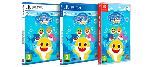 Baby Shark: Sing & Swim videogame with Nintendo, Xbox and PlayStation packshots for Spain